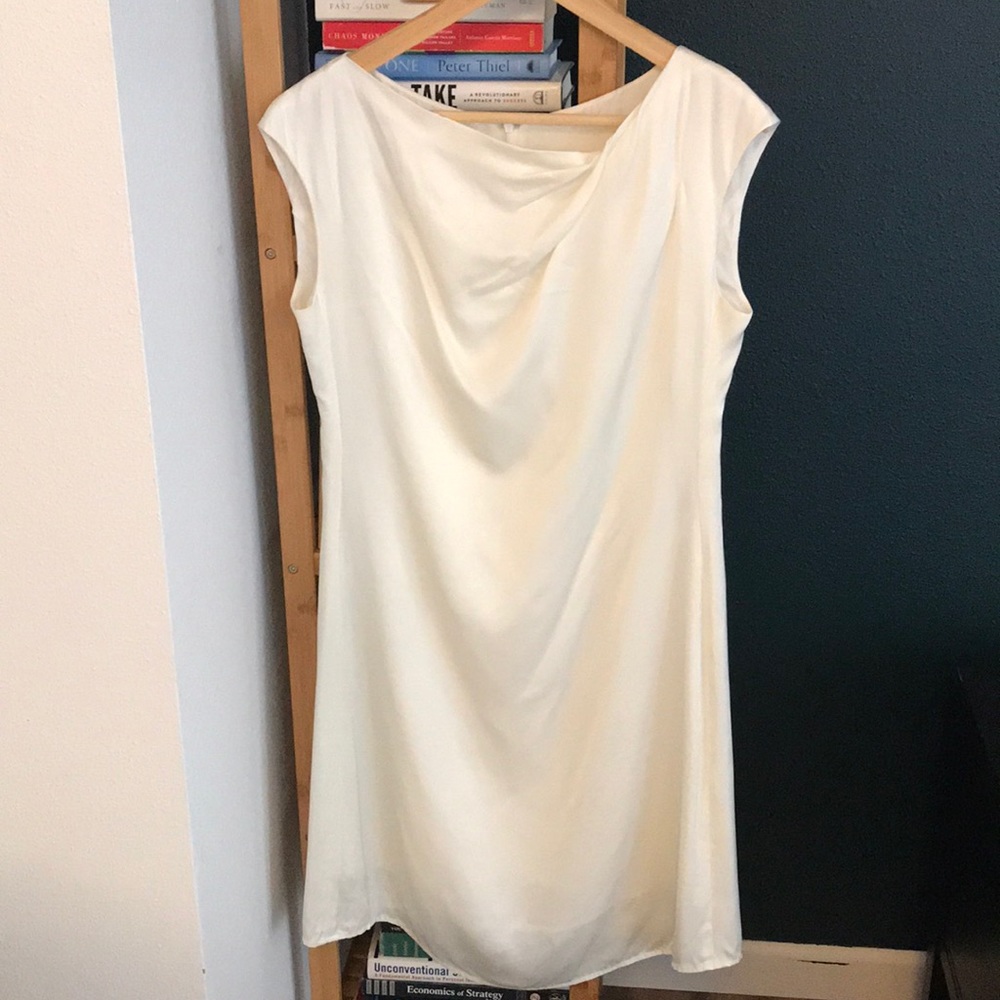 100% silk lining white dress